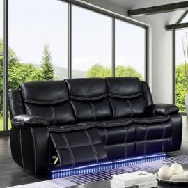Black Leatherette Power Headrest & Power Reclining Sofa 
